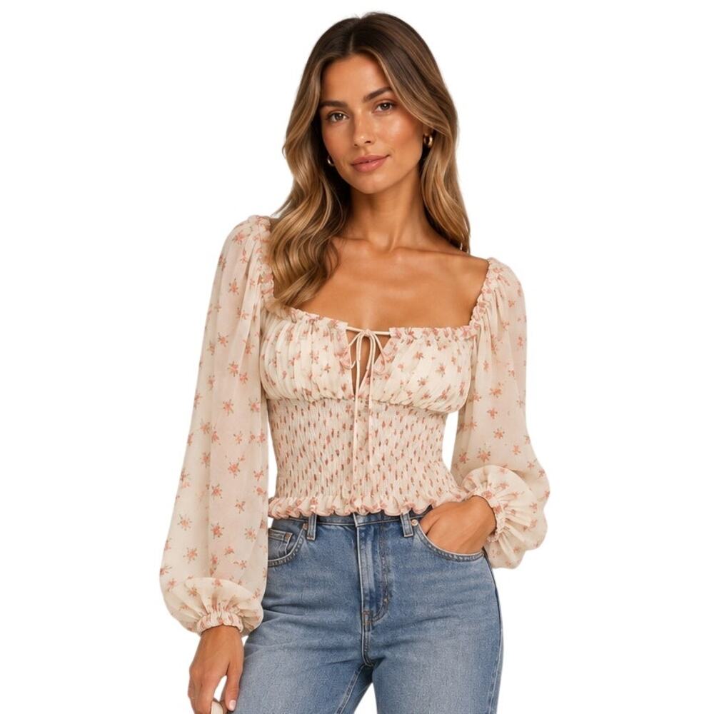 Kimchi Blue Urban Outfitters Floral Smocked Corset Top NWT M